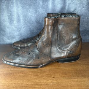 Mark Nason Lounge Distressed Leather Boots - Cross Wings skull Studs mens 11.5